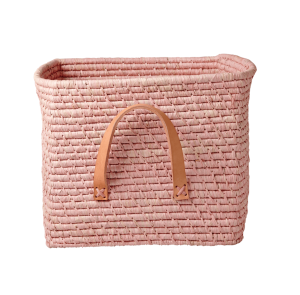 Pleciony koszyk z rafii POWDER PINK RICE