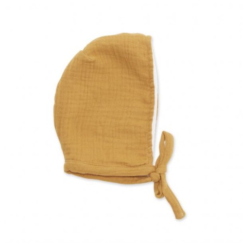 Muślinowa czapeczka dla lalek 38-44 cm MUSTARD