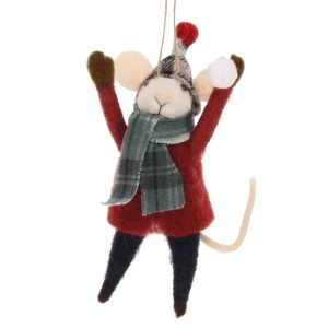 Dekoracja choinkowa MOUSE WITH SNOWBALL