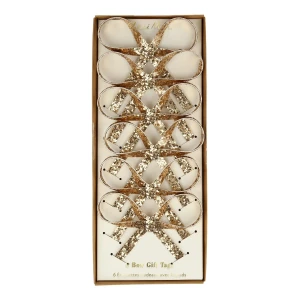 Zestaw brokatowych zawieszek na prezent 6 szt Meri Meri