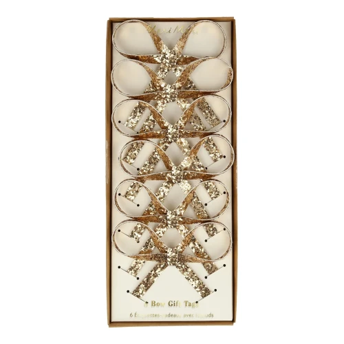 Zestaw brokatowych zawieszek na prezenty Meri Meri