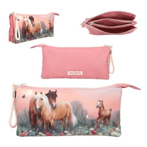 Piórnik trzykomorowa saszetka MELODY HORSES