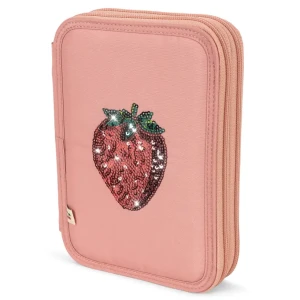 Dwukomorowy piórnik z wyposażeniem STRAWBERRY ROSETTE Konges Slojd 