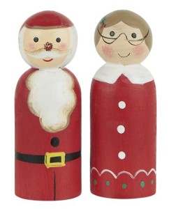 Drewniane figurki Santa & Misses Claus