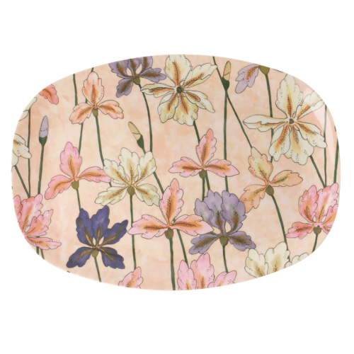 Duży talerz do serwowania z melaminy IRIS FLOWER 30 X 22 CM