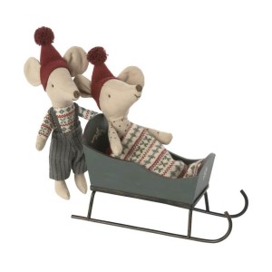 Drewniane sanki dla myszek 9 cm CHRISTMAS Maileg