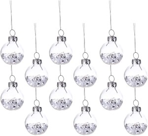Zestaw 12 mini bombek z białym confetti 