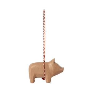 Dekoracja choinkowa WOODEN PIG OLD ROSE