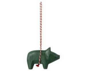 Dekoracja choinkowa WOODEN PIG DARK GREEN