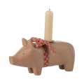 Drewniany świecznik MEDIUM OLD ROSE PIG Maileg
