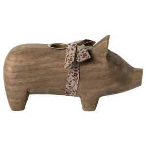 Drewniany świecznik MEDIUM NATURE PIG Maileg   