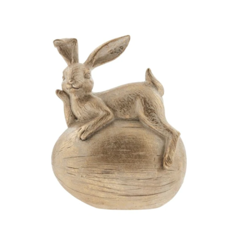 Zając na jajku 12 cm SEMINA LIGHT GOLD