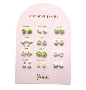 Zestaw kolczyków A YEAR OF POETRY SPRING GREEN Yuko B